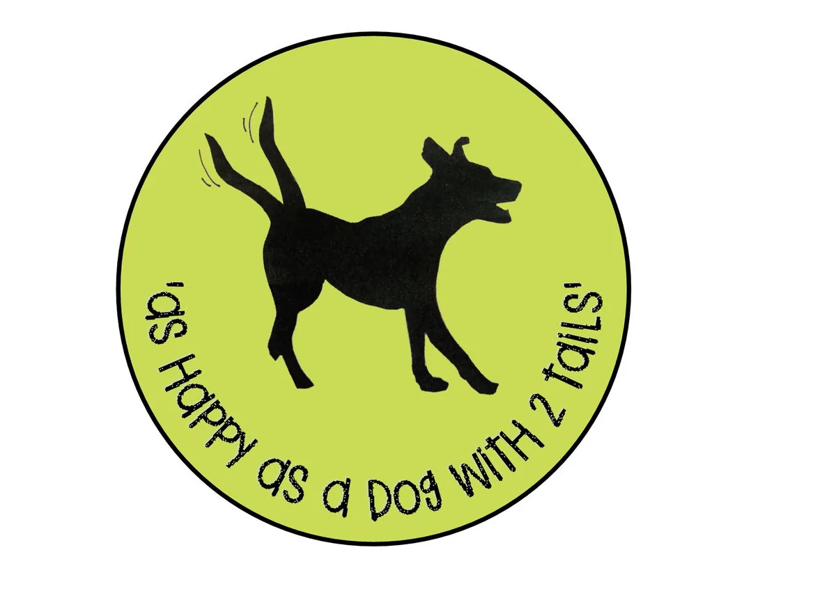 Happy as a dog with 2 tails logo